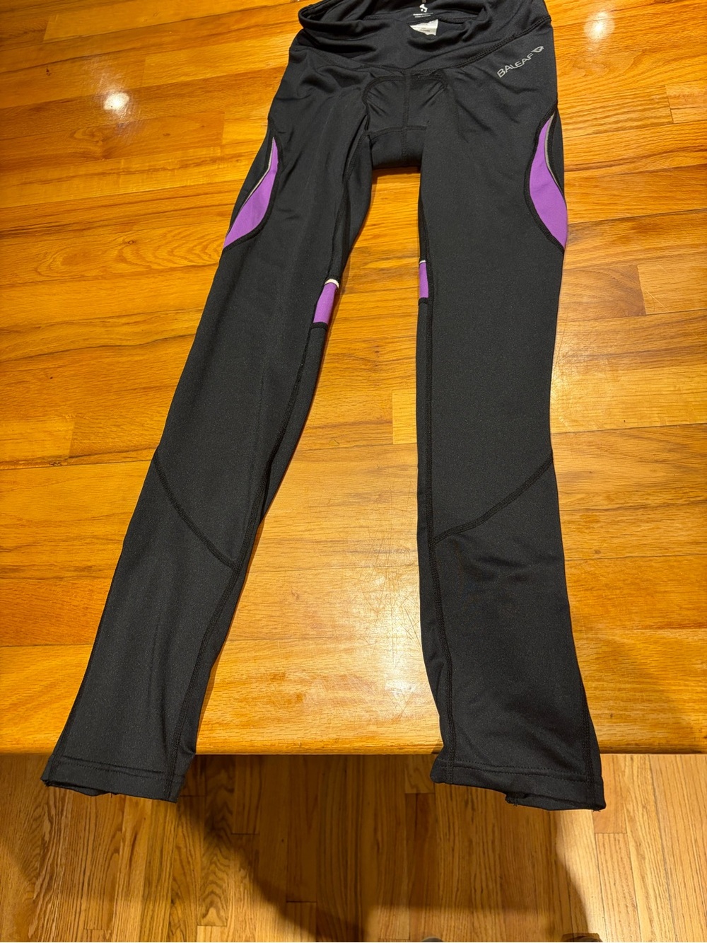 Baleaf Black biking Leggings with Purple Accents